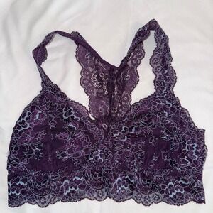 C & California Deep Purple Lace Racerback Bralette Sz S